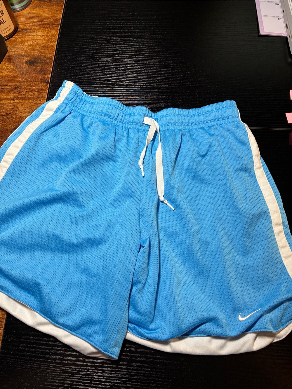 Nike Light Blue Athletic Shorts with White Trim